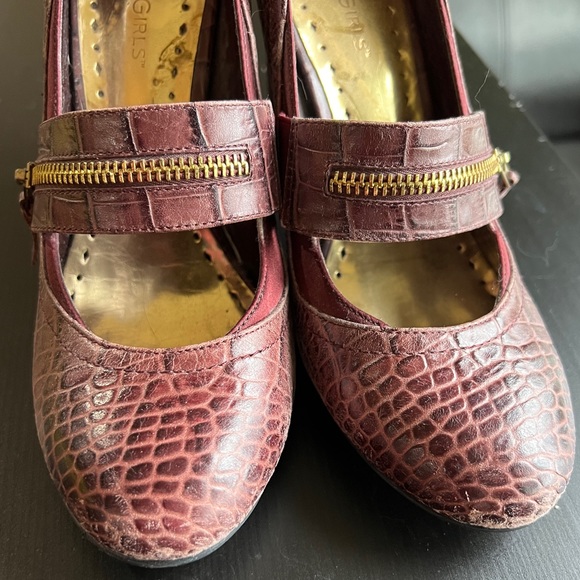 BCBGIRLS Plum Croc Leather Maryjane Chunky Heels Very Preloved Size 9 - Picture 5 of 11